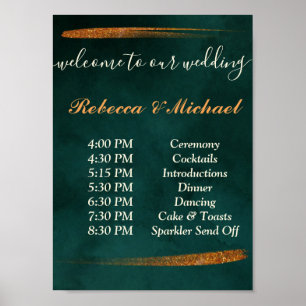 modern emerald green and leaves Order of Events P Poster