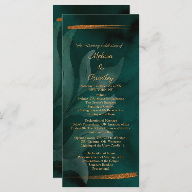 modern emerald green and leaves programme (Front/Back)
