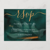modern emerald green and leaves RSVP