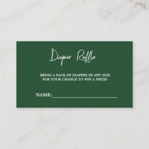 Modern Emerald Green Baby Shower Diaper Raffle Enclosure Card