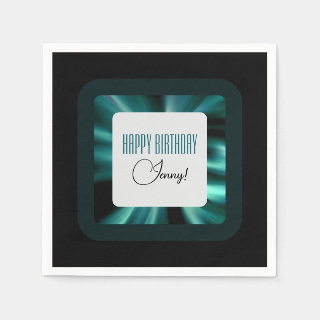Modern Emerald Green Black and White Napkin (Front)