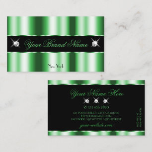 Modern Emerald Green Black Sparkle Jewels Stylish Business Card