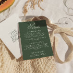 Modern Emerald Green Boho Chic Wedding Details Enclosure Card<br><div class="desc">Simple and stylish retro wedding guest info details. With emerald green background and white text layout with whimsical old money classy wordings. All the info are customizable as website,  transportation,  accommodation . Grab it along with other products from this classy hand made retro wedding suite.</div>