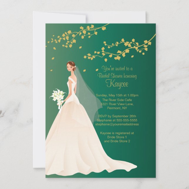 Modern Emerald Green Bride Bridal Shower Invite (Front)