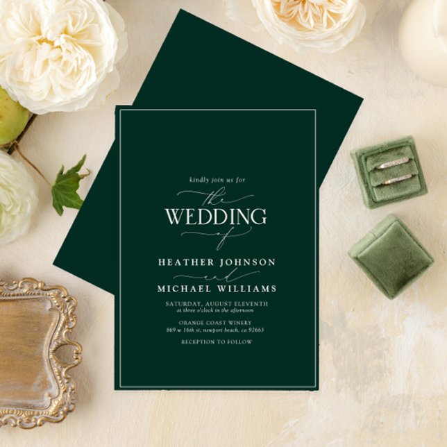 Modern Emerald Green Calligraphy Wedding  Invitation (Creator Uploaded)