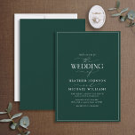 Modern Emerald Green Calligraphy Wedding  Invitation<br><div class="desc">Trendy, elegant and modern, this simple, minimalist emerald green and white typography wedding design features 'The Wedding Of' in modern calligraphy and Serif text as the main design feature, and is based on our bestselling bridal shower invite. The back of the card features a emerald green texture. Contact designer for...</div>