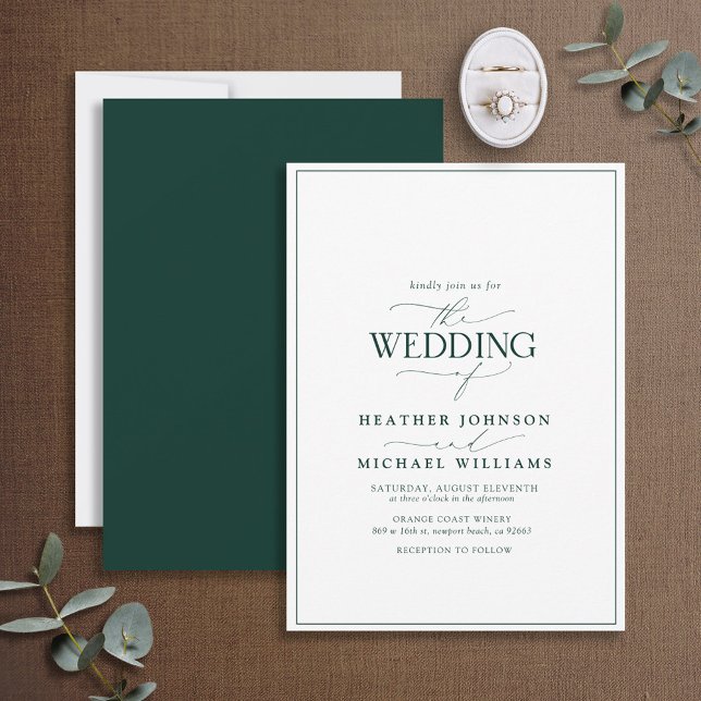 Modern Emerald Green Calligraphy Wedding Invitation (Creator Uploaded)