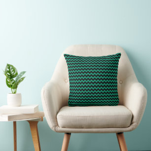 Modern Emerald Green Chevron Stripes Pattern Cushion
