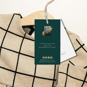 Modern Emerald Green  Clothing Price tag with logo