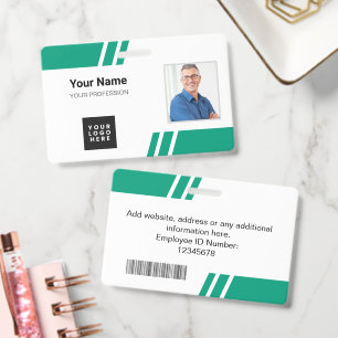 Modern Emerald Green Custom Employee ID Badge