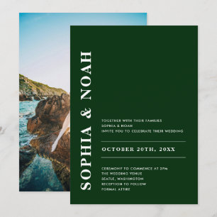 Modern Emerald Green Elegant Simple Wedding Photo Invitation