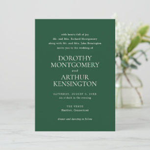 Modern Emerald Green Elegant Wedding Invitation