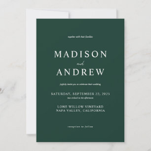 Modern Emerald Green Elegant Wedding Invitation