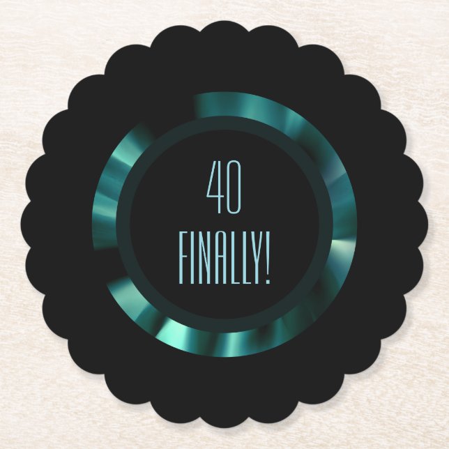 Modern Emerald Green Floral – Black Accents Paper Coaster (Front)