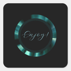 Modern Emerald Green Floral – Black Accents Paper Square Sticker
