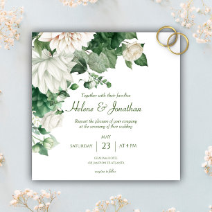 Modern Emerald Green Floral Wedding Invitation