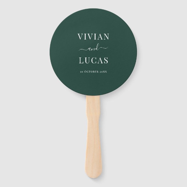 Modern Emerald Green Formal Minimal Wedding Hand Fan (Front)