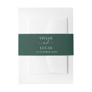 Modern Emerald Green Formal Minimal Wedding Invitation Belly Band