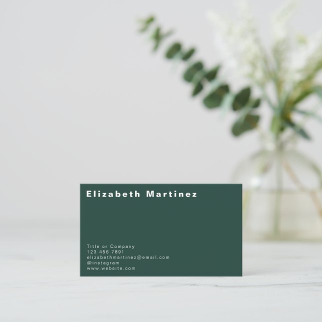 Modern Emerald Green Front and Back Personalised Business Card (Standing Front)