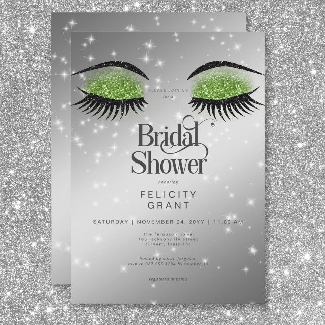 Modern Emerald Green Glam Eyes Bridal Shower Invitation (Modern Emerald Green Glam Eyes Bridal Shower Invitation)