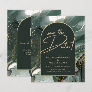 Modern Emerald Green Gold Agate Marble WEDDING