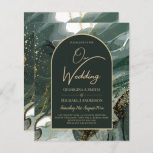 Modern Emerald Green Gold Agate Marble WEDDING