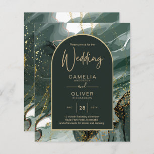 Modern Emerald Green Gold Agate Marble WEDDING