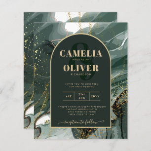 Modern Emerald Green Gold Agate Marble WEDDING