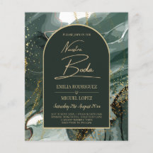 Modern Emerald Green Gold Agate Marble WEDDING