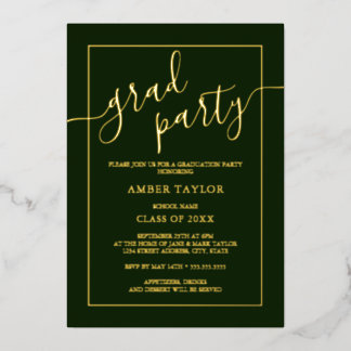 Modern Emerald green Gold Graduation Party 