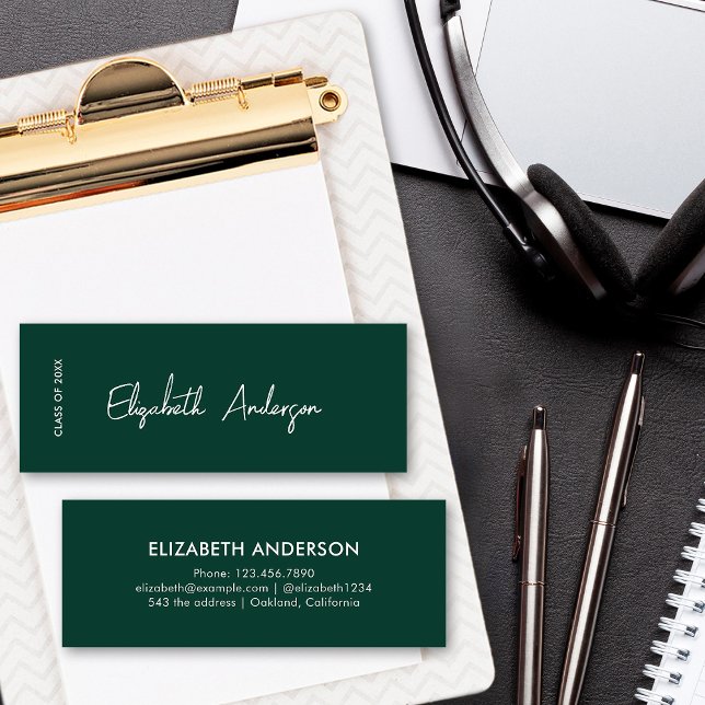 Modern Emerald Green Graduate Student Graduation Calling Card (Creator Uploaded)