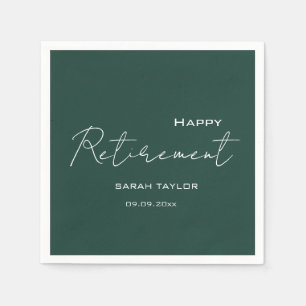 Modern Emerald Green Happy Retirement Napkin
