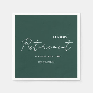 Modern Emerald Green Happy Retirement Napkin