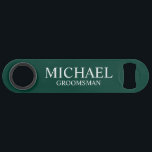 Modern Emerald Green Personalised Groomsman<br><div class="desc">Modern Personalised Groomsman Gifts
featuring personalised groomsman's name and title in white classic serif font style on emerald green background.

Also perfect for Best Man,  Father of the Bride and more.</div>