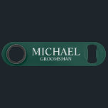 Modern Emerald Green Personalised Groomsman<br><div class="desc">Modern Personalised Groomsman Gifts
featuring personalised groomsman's name and title in white classic serif font style on emerald green background.

Also perfect for Best Man,  Father of the Bride and more.</div>
