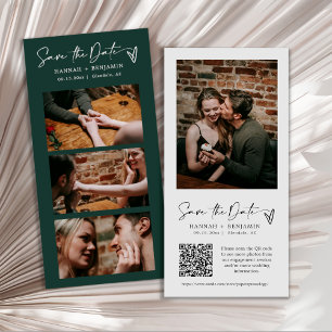Modern Emerald Green Photo Booth Strip QR Code Save The Date
