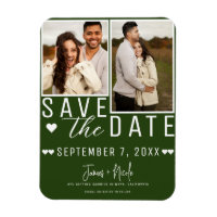 Modern Emerald Green Save the Date 2 Photo Wedding