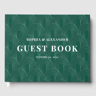 Modern Emerald Green & Silver Arch Guest Book