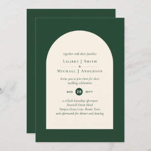 Modern Emerald Green Typography Wedding Invitation