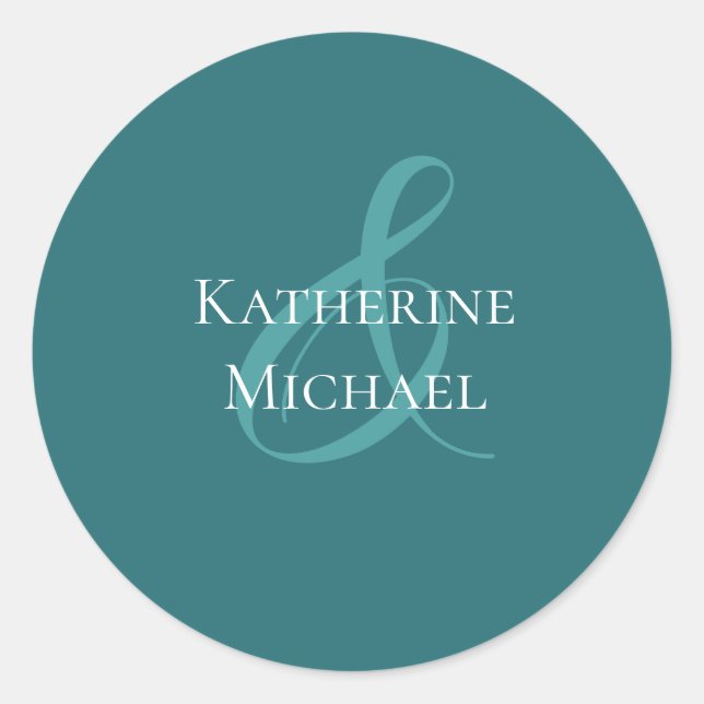 Modern Emerald Green Wedding- Classic Round Sticker (Front)