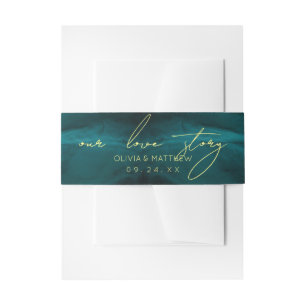 Modern Emerald Green Wedding Invitation Belly Band