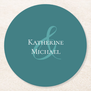 Modern Emerald Green Wedding Paper Coaster