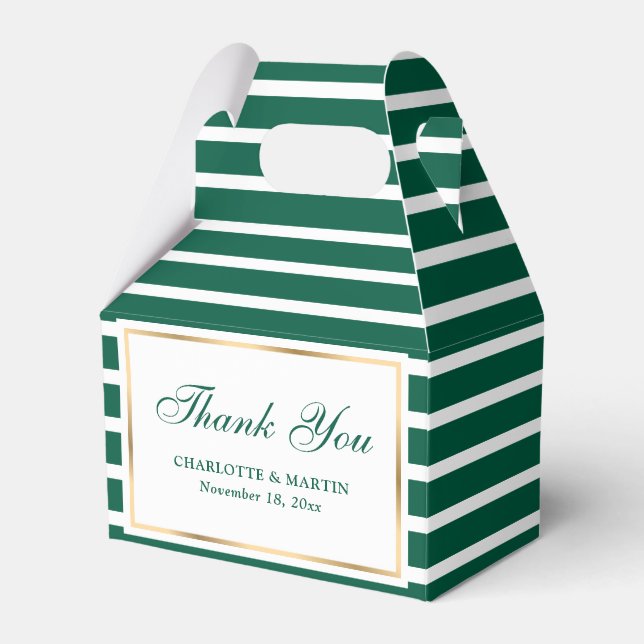 Modern Emerald Green Wedding Thank You Favour Box (Front Side)