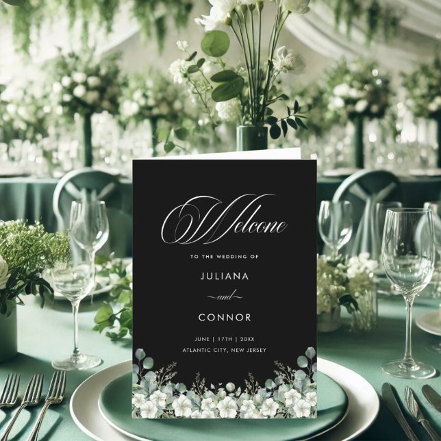 Modern Emerald Greenery Wedding Program Programme (Creator Uploaded)