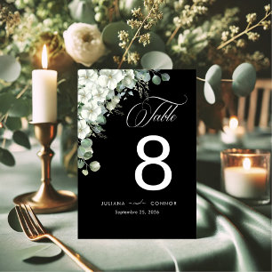 Modern Emerald Greenery Wedding Table Number