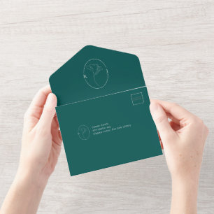 Modern Emerald Monogram  Script Wedding All In One Invitation