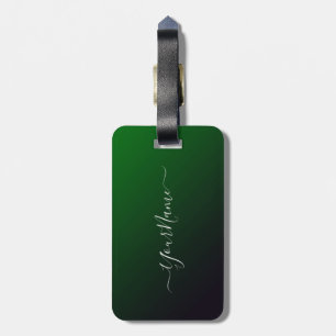 modern emerald ombré personalised luggage tag