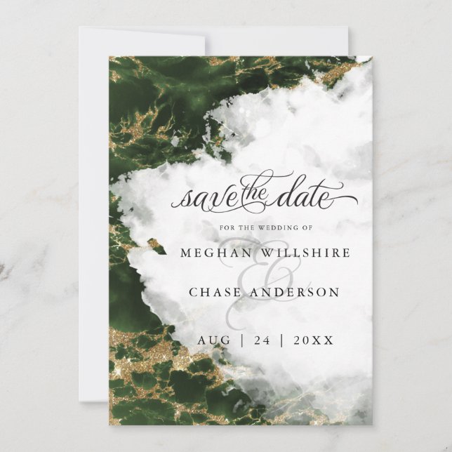 Modern Emerald Watercolor Geode  BarefootBride™ (Front)