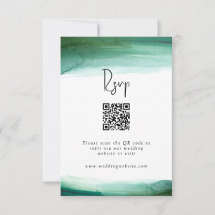 Modern Emerald Watercolor Wedding RSVP Card