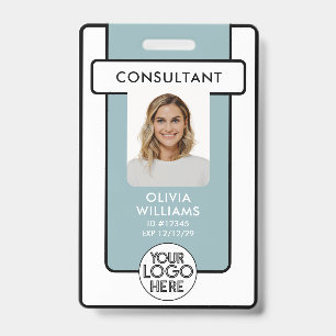 Modern Employee ID Badge Photo with Logo QR Code 